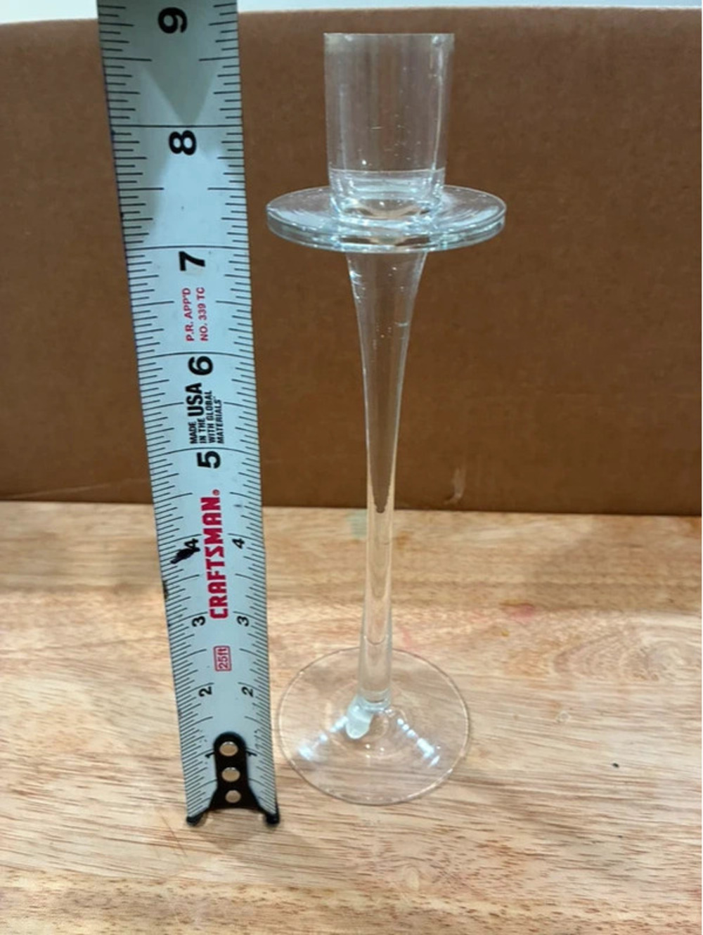 Clear Glass Candle Holder with Tall Stem